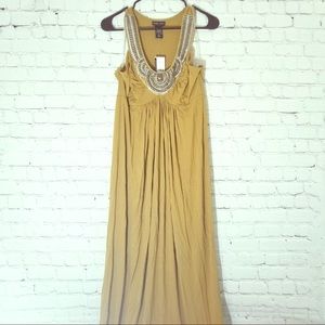 Beautiful NWT SzL Ny&Co. mustard beaded neck maxi